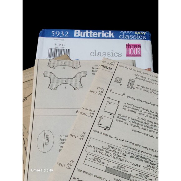 Vtg Butterick 5932 Pattern Classics 8-10-12 Womens Pullover Dress Jacket Uncut - Picture 4 of 5